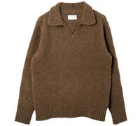 Far Afield Clifford Bouclé Knit Polo Jumper - Brown Boucle M M