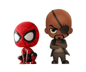 Far From Home Spider-Man & Nick Fury Cosbaby 3.75" Hot Toys Bobble-Head Fig 2Pk