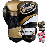 Farabi Boxing Gloves Training Sparring Punching Bag Focus Pads Training Gloves Pair 8-oz 10-oz 12-oz 14-oz 16oz (White/Gold, 16-oz)