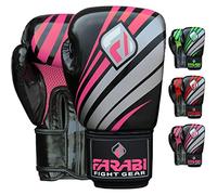 Farabi Boxing Gloves Training Sparring Punching Bag Focus Pads Training Gloves Pair (Black/Pink, 10-oz)
