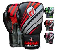 Farabi Boxing Gloves Training Sparring Punching Bag Focus Pads Training Gloves Pair (Black/Red, 12-oz)