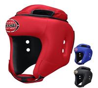 Farabi Boxing Head Guard Protector Open Face Adi Series of Boxing Helmet (Red, Large)