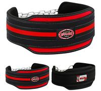Farabi Dip Belt Weight Lifting Dipping Belt Pull Ups, Squat, 36 Inches adjustable chain 6-inches Wider (Red)