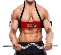 Farabi Fitness Weightlifting Arm Blaster Biceps Isolator Gym Support Straps Wraps (Red)