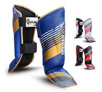Farabi JUNIOR Kids Shin Pad Shin protector MMA Kickboxing Training Shin Guards (Blue/Gold)