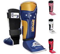 Farabi Kids Shin Guard Instep T-Tech Kickboxing Muay Thai MMA Shin Protector (Blue)