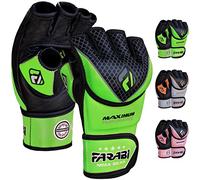 Farabi MMA Fighter gloves Maximum Performer Genuine Cowhide Leather series (Green, S/M)