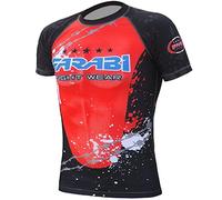 Farabi Rash Guard Compression Layer Top Training MMA Kick Boxing Gym Fitness Top (Medium) Black Red