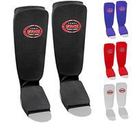 Farabi Shin Instep,Shin Guard Kickboxing Training Elasticated Pads (Black, S/M)