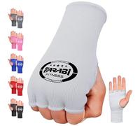Farabi Sports Boxing Hand Wraps Half Finger Elasticated Inner Gloves for Punching Boxing Bandages Ideal for MMA, Muay Thai, Training, Combat Sports, Kickboxing and Martial Arts (White, L/XL)