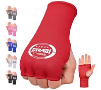 Farabi Sports Boxing Hand Wraps Half Finger Elasticated Inner Gloves for Punching Boxing Bandages Ideal for MMA, Muay Thai, Training, Combat Sports, Kickboxing and Martial Arts (Red, L/XL)