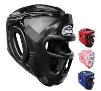 Farabi Sports Head Guard Front Bar Grill protector Krav Maga Kick Boxing Head Protection (Large, Black)