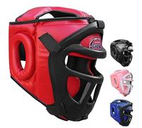 Farabi Sports Head Guard Front Bar Grill protector Krav Maga Kick Boxing Head Protection (Red, X-Large)