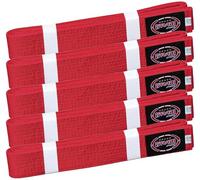 Farabi Sports Karate Belt - Multiple Colors - Premium Martial Arts Belts for Karate and Taekwondo, Training & Competition - Single, Pack of 5, Pack of 10 (Red (Pack of 5), 240-cm)
