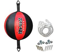 Farabi Sports Real Leather Double end Speed Ball - Boxing Speed Ball MMA Training Punching Speed Bag (Black/Red)