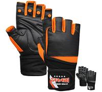 Farabi Weight Lifting Fitness Gloves, Gym Training Wrist Support Hook & Loop Closure Featured Gloves (Black/Orange, X-Large)