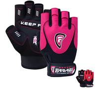 Farabi Weight Lifting Gloves weight training gloves Gym fitness workout Gel straps (Pink, Small)