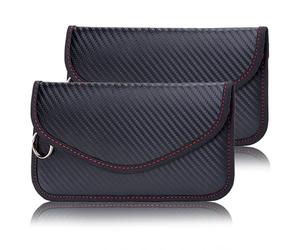 Faraday Bag for Key Fob, 2 Pack Car Key Pouches Leather Keyless Entry Case Car Keys Safe Protector RFID Anti-Theft Signal Blocking Cages Key Blocker Bags