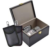 Faraday Box & 2 Pack Faraday Pouch for Car Keys,Small Faraday Bag for Key Fob Protector,Anti-theft Car Key Signal Blocker Box for Keyless Entry