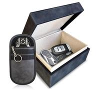 Faraday Box for Car Keys & Faraday Pouch for Car Keys - Double-Layer Signal Blocking Keyless Car Key Signal Blocker Box and RFID Key Pouch (Dark Grey)