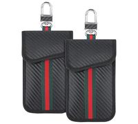 Faraday Pouch, 2PCS 3.5x5.5 Inch Carbon Fiber RFID Key Pouch, Anti-Theft Car Key Holder Case with Keychain for Car Security RFID Blocking Faraday