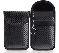 Faraday Pouch for car Keys,2 Pack Faraday Pouch Bag Car Key Signal Blocker Pouch,RFID Signal Blocking Pouch with Keyring for Car Security,Keyless Fob Protector, Anti-Theft Remote Entry Keyless Protect