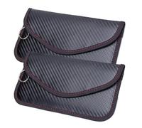 Faraday Pouch for Car Keys 2 Pack Large Car Key Signal Blocker Blocking Pouch Leather Faraday Bag Key Fob Protection Pouches for Keyless Cars