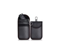 Faraday Pouch for Car Keys, 2 Pack RFID Car Key Signal Blocking Pouches with Hook and Key Ring, Anti-Theft Remote Entry Keyless Car Keys Faraday