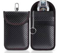 Faraday Pouch for Car Keys for Ferrari 296 GTB 2021-2026 | 2Pcs Car Key Cover Signal Blocking Pouch with Key Ring, Wear-Resistant Carbon Fibre, Automotive Interior Parts