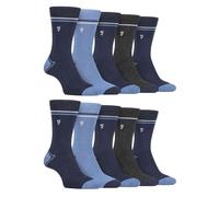 Farah 10 Pairs Mens Bamboo Bright Cotton Dress Socks with Gentle Grip Top