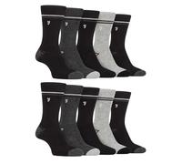 Farah 10 Pairs Multipack Mens Bamboo Dress Socks Bright Cotton Socks with Gentle Grip Top (6-11, Black/Charcoal)