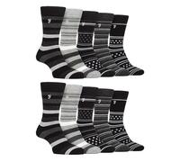 Farah 10 Pairs Multipack Mens Bamboo Dress Socks Bright Cotton Socks with Gentle Grip Top (6-11, Charcoal/Black)