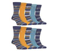 Farah 10 Pairs Multipack Mens Bamboo Dress Socks Bright Cotton Socks with Gentle Grip Top (6-11, Navy/Blue)