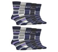 Farah 10 Pairs Multipack Mens Bamboo Dress Socks Bright Cotton Socks with Gentle Grip Top (6-11, Navy/Purple)