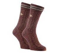 Farah - 2 Pack Mens 1920 Cable Knit Thick Cotton Warm Ribbed Boot Dress Socks with Turn Over Top (6-11 uk, 06 Deep Red/Slate)