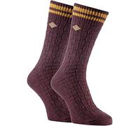 Farah - 2 Pack Mens 1920 Thick Cotton Rich Earthy Colours Chunky Knitted Formal Boot Socks (6-11 uk, 04 Deep Red)