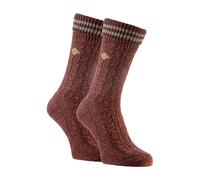 Farah 2 Pack Mens Cable Knit Cotton Boot Dress Socks with Turn Over Top - Deep Red & Slate - 6-11 UK
