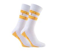 Farah 2 Pack Mens Classic Cotton Ribbed White Sports Socks with Stripes - FVS006WHGD - 6-11 UK