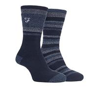 Farah - 2 Pack Mens Thermal Walking Socks | Great For Outdoor Winter Trekking & Hiking (6-11, Navy/Blue)