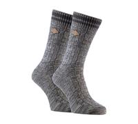 Farah 2 Pack Mens Thick Cotton Chunky Knitted formal Boot Socks - Slate - 6-11 UK