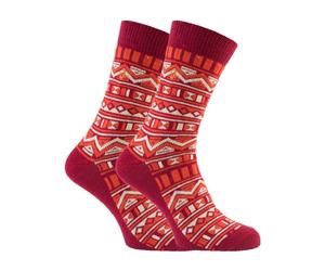 Farah 2 Pack Mens Vintage Aztec Patterned Colourful Cotton Socks - FVS008SUN - 6-11 UK