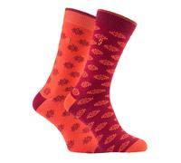 Farah - 2 Pairs Mens Retro Cotton Rich Luxury Formal Dress Socks with Funky Patterns - FVS010ORG - Orange - Size UK 6-11