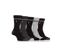 Farah 5 Pack Bamboo Contrast Heel & Toe Socks, Black, Men Black