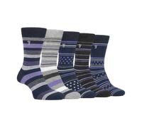 Farah - 5 Pack Mens Bamboo Bright Striped Patterned Socks