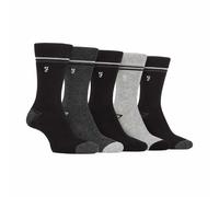 Farah 5 Pack Mens Bamboo Bright Striped Patterned Socks - Black/White - Size UK 6-11