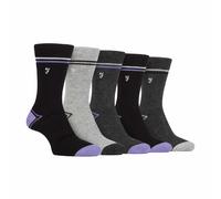 Farah 5 Pack Mens Bamboo Bright Striped Patterned Socks - Purple - Size UK 6-11