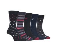 Farah 5 Pack Mens Patterned Cotton Dress Socks - Black Berry (Polka Dots) - 6-11 UK