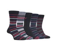 Farah 5 Pack Mens Patterned Cotton Dress Socks - Black Berry (Striped) - 6-11 UK