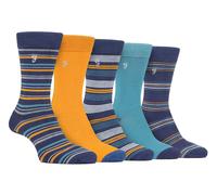Farah - 5 Pack Mens Quality Striped Bright Coloured Bamboo Socks