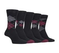 FARAH Men's 5 Pack Argyle Patterned Cotton Dress Socks in Black | Size: 6-11 Farah Black 6-11